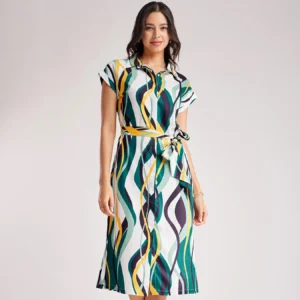 Abstract Drop Shoulder Dress