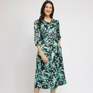 Satin Midi Dress -Teal