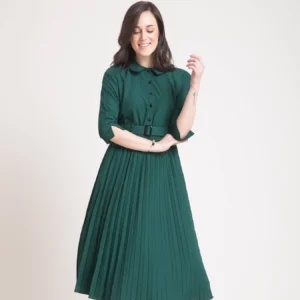 Peter Pan Collar Pleated A Line Dress